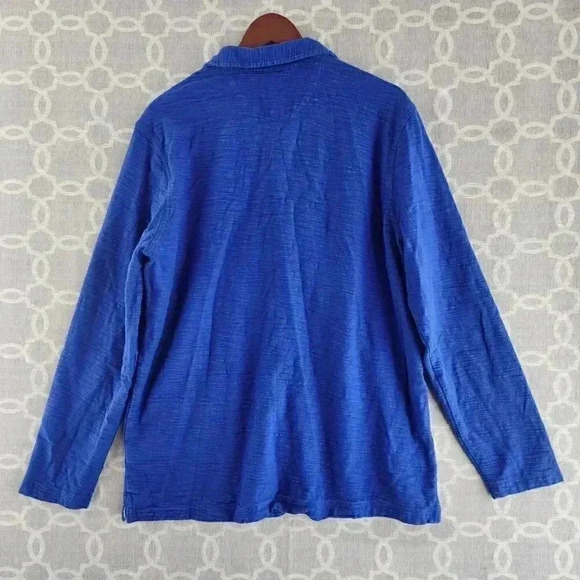 Banana Republic Heritage Collection Blue Textured Long Sleeve Polo Men's XL - Picture 2 of 9